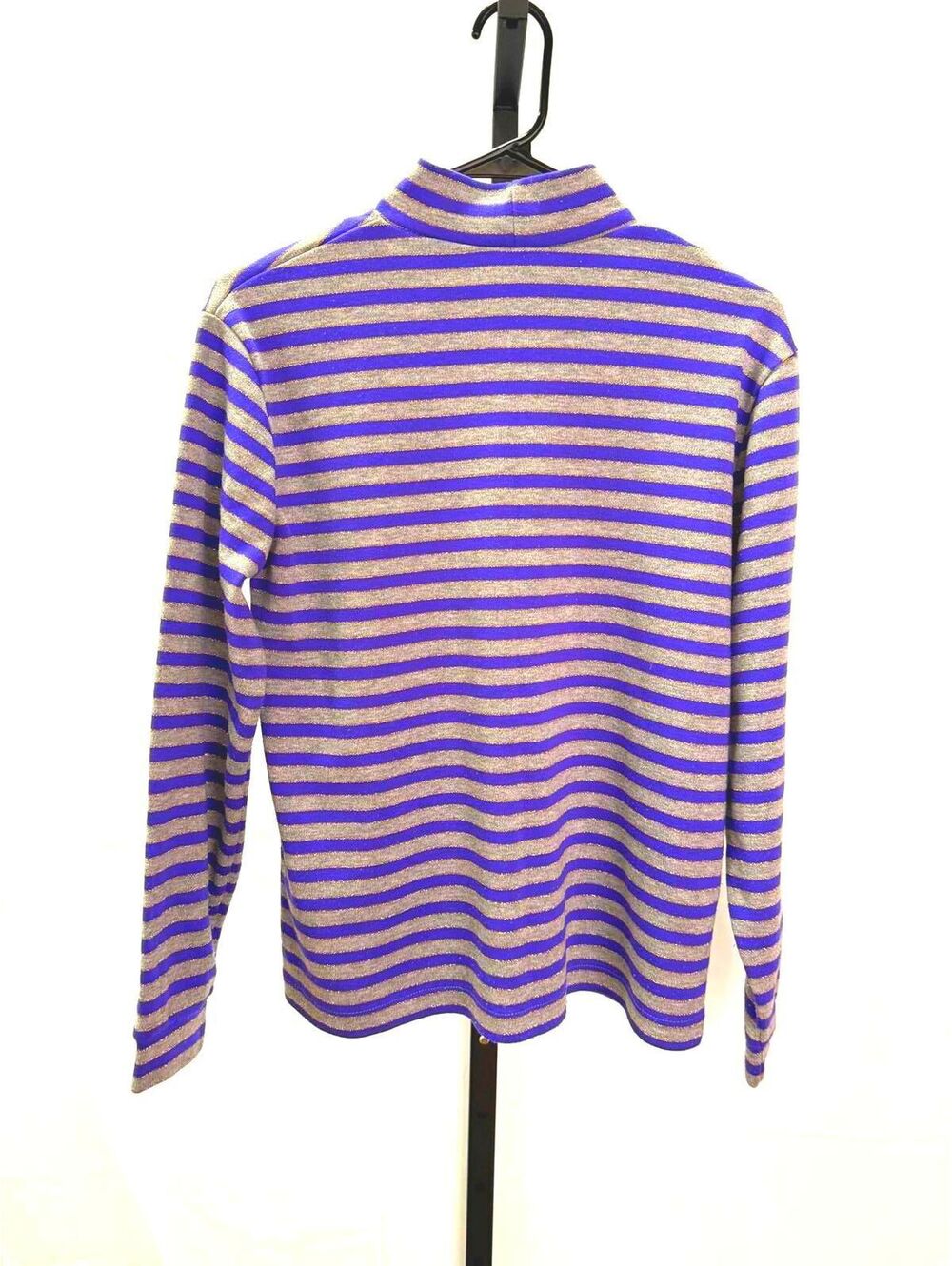 Vintage 80s 90s Women's Striped Turtleneck Sweater Purple Gray Gold Vintage